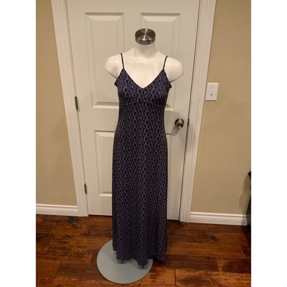 Michael Kors Blue Geometric Print Maxi Dress, Size Small (Petite) - Picture 1 of 8